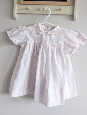 Carriage Boutique Light Pink Baby Dress with Scalloped Collar